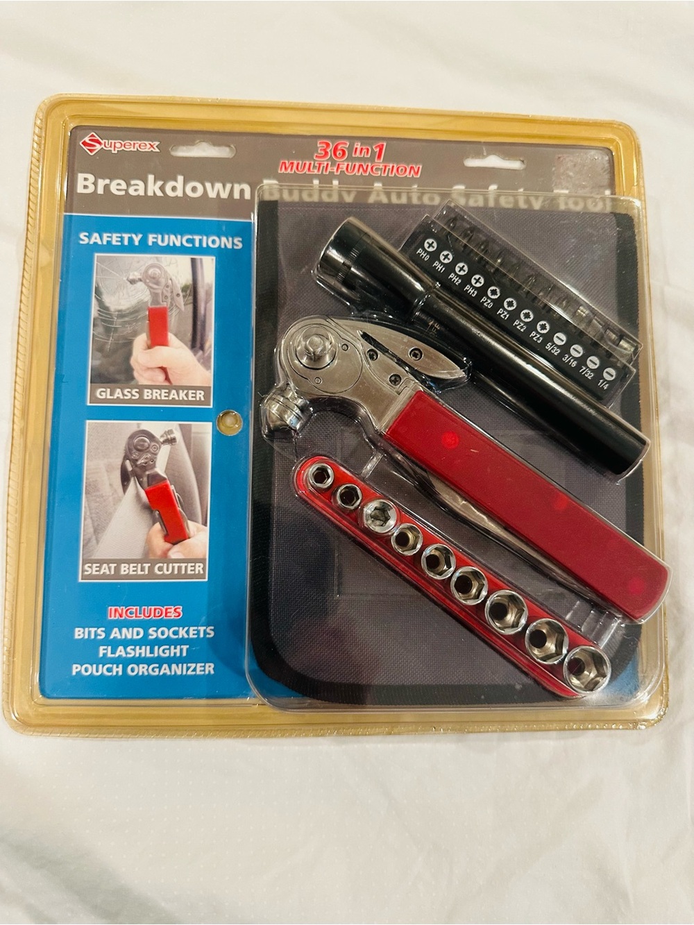 36 in 1 Multi Function Breakdown Buddy Auto Safety Tool Kit